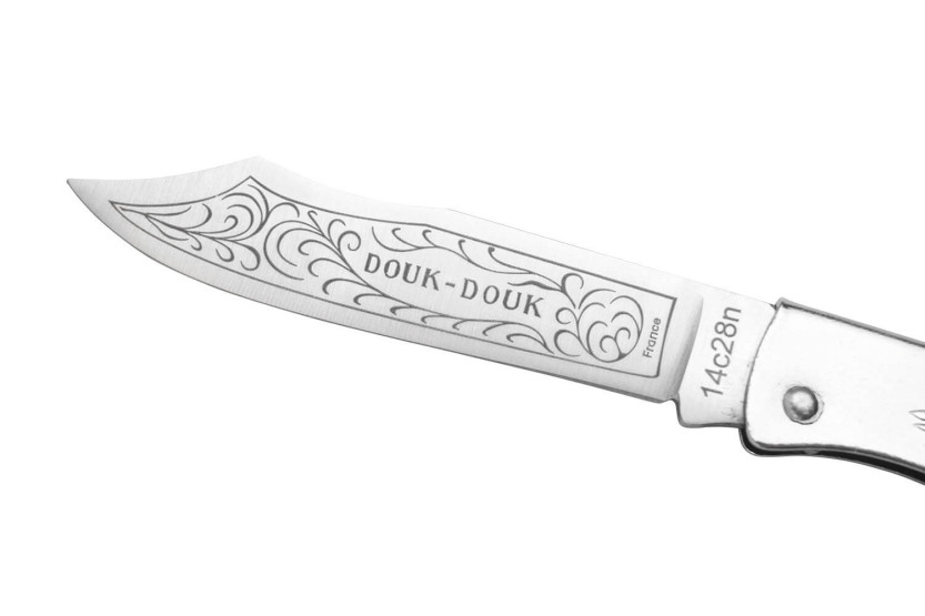 Coltello pieghevole Douk-Douk lama in acciaio inox manico in metallo cromato 9 cm