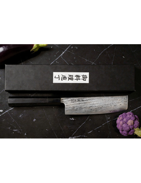 16,5 cm Wusaki Kuronawa G3 damaskus nakiri-kniv, japansk håndlaget
