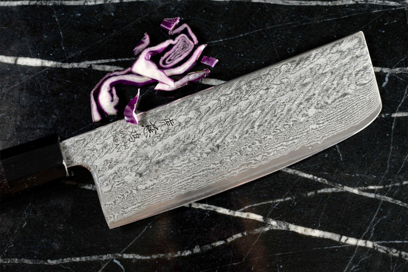 Nakiri-Messer 16,5cm japanisch handgefertigt Wusaki Kuronawa G3 Damast
