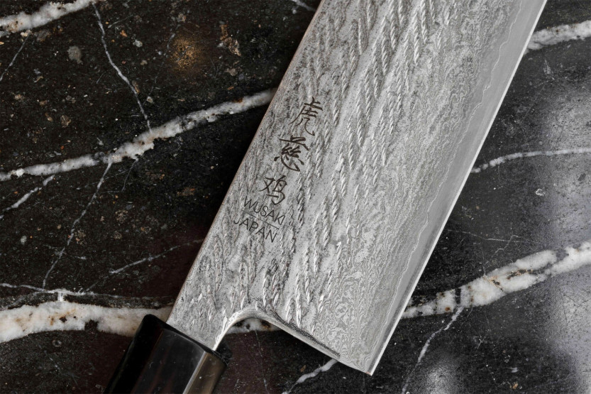 Faca nakiri de damasco Wusaki Kuronawa G3 de 16,5 cm, feita à mão no Japão