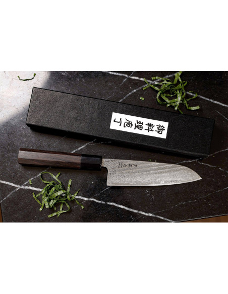 16,5 cm Wusaki Kuronawa G3 Damaskus santoku-kniv, japansk håndlavet