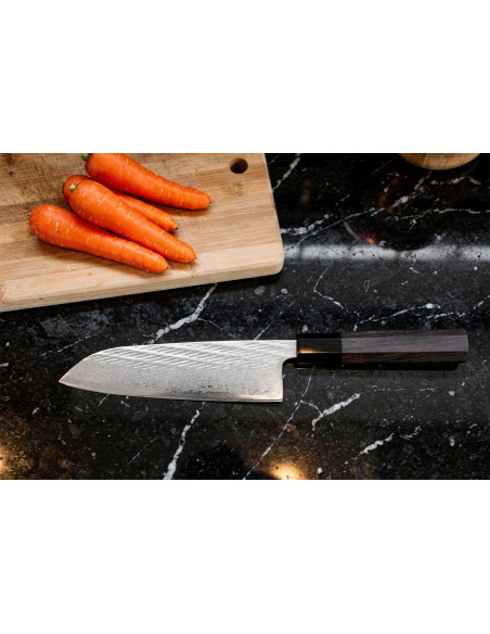 16,5 cm Wusaki Kuronawa G3 Damaskus santoku-kniv, japansk håndlavet