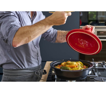 Peugeot Atlas rød keramisk taginefat 30 cm i diameter 2