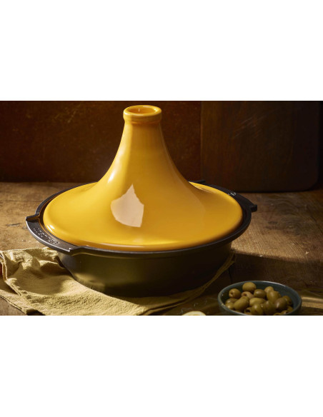 Peugeot Atlas Tajineform aus safrangelber Keramik Durchmesser 30cm