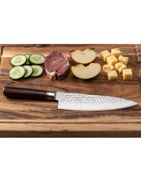 Cuchillo de cocinero 20cm Fukito Ébano Damasco martillado