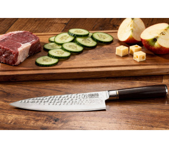 Faca de cozinha 20cm Fukito Ébano Damasco martelado 2
