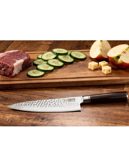 Kokk kniv 20 cm Fukito Ebony Damaskus hamret
