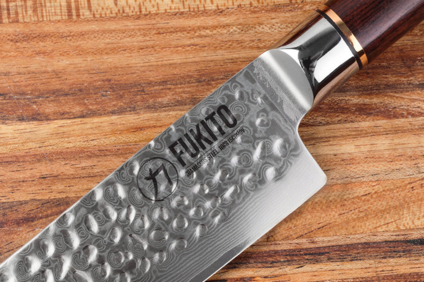 Chef knife 20cm Fukito Ebony Damascus hammered