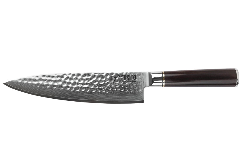 Chef knife 20cm Fukito Ebony Damascus hammered