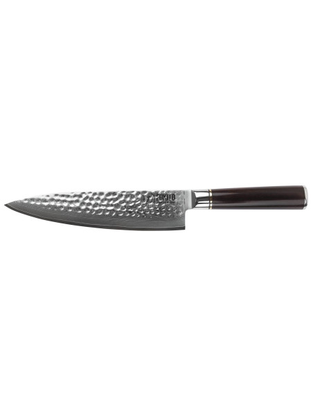 Cuchillo de cocinero 20cm Fukito Ébano Damasco martillado