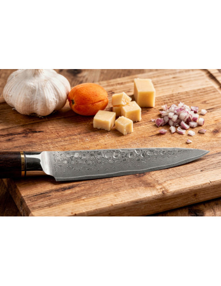 13 cm Fukito Ebony Damascus hamret universalkniv