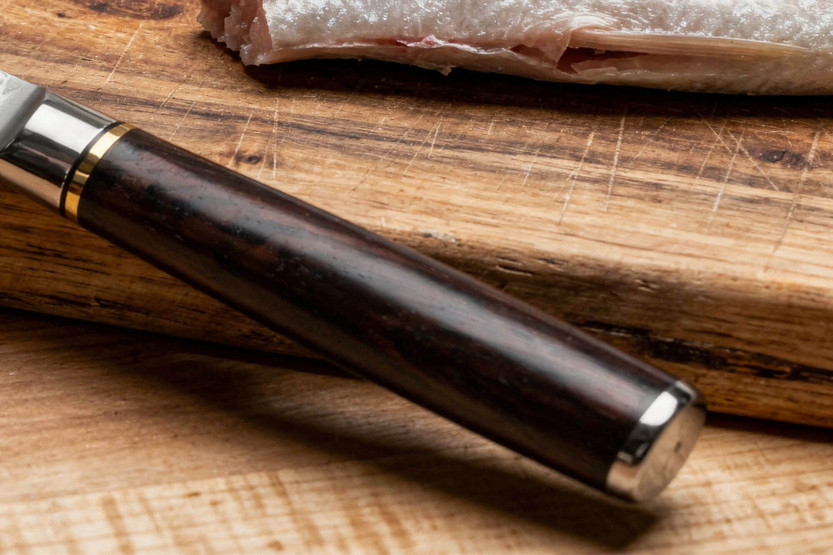 13cm Fukito Ebony Damascus hammered utility knife