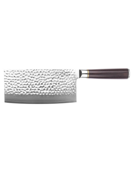 Fukito 17cm kiinalainen kokkiveitsi Ebony Damascus vasaroitu