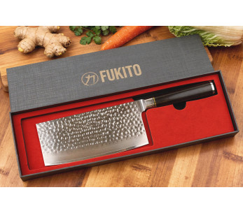 Coltello da cuoco cinese Fukito 17cm Ebano Damasco martellato 2