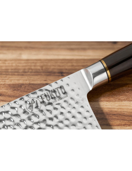 Fukito 17cm kinesisk kockkniv Ebenholts Damaskus hamrad