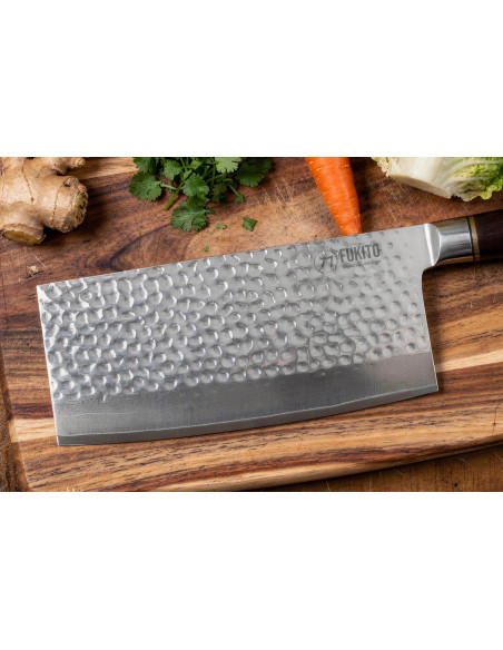 Faca de cozinheiro chinesa Fukito 17cm Ébano Damasco martelado