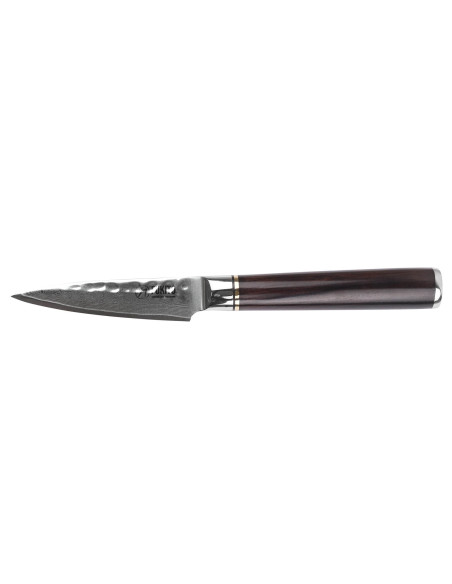 Fukito 9cm Ebony Hammered Damascus paring knife
