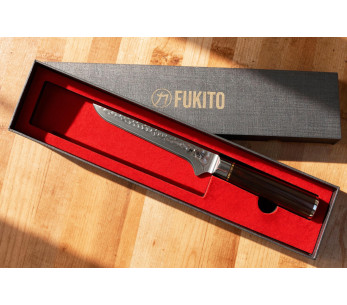 Fukito 15cm hamrad damaskuskniv i ebenholts 2