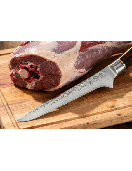 Fukito 15cm hamrad ebenholts Damaskus urbeningskniv