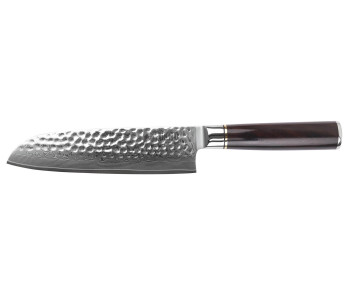 17cm Fukito Ebony Damascus Damascus vasaroitu santoku veitsi