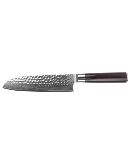 17cm Fukito Ebony Damascus Damascus vasaroitu santoku veitsi