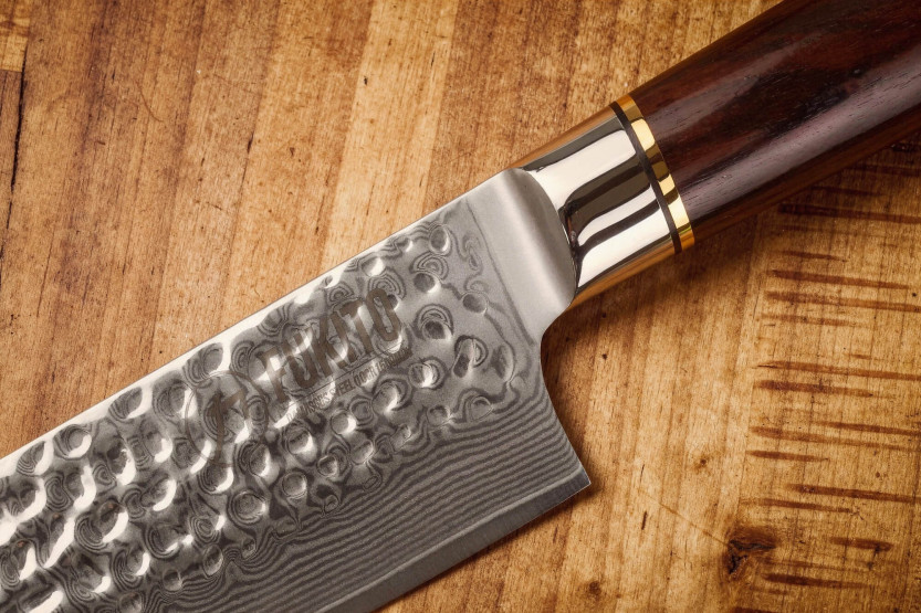 Santokumesser 17cm Fukito Ebenholz Damast gehämmert