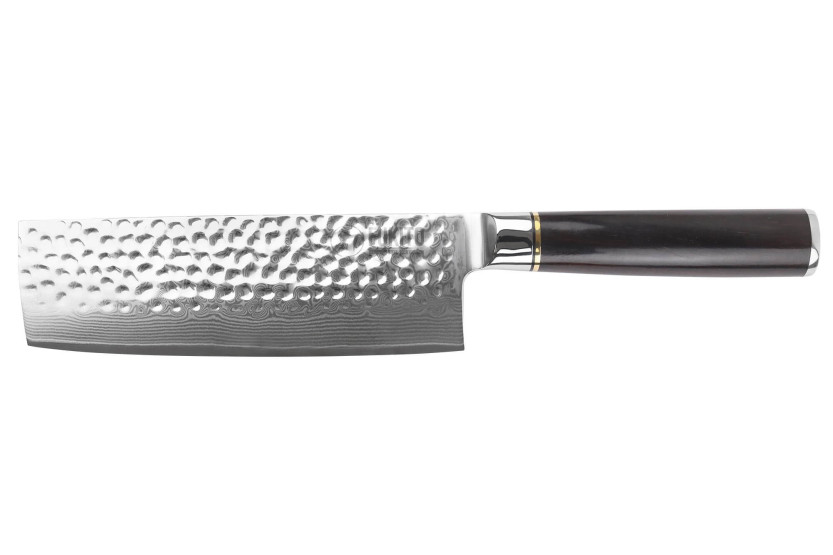 Nakiri knife 17cm Fukito Ebony Damascus hammered