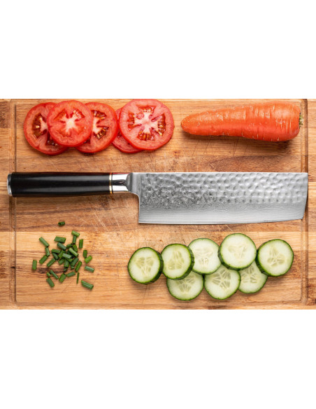 17cm Fukito nakiri-kniv Ebenholts Damaskus hamrad