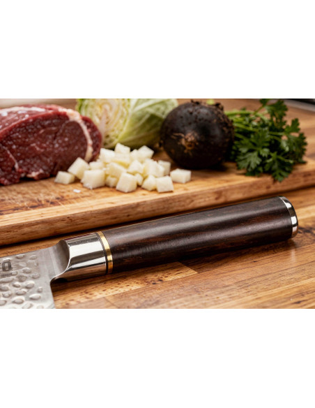 Fukito 17 cm Hammered Ebony Damascus spaltekniv
