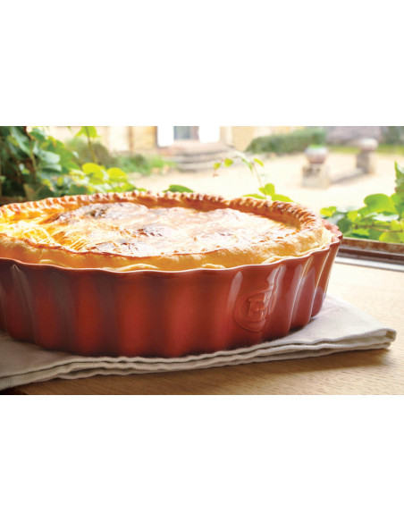 Høy riflet keramisk tourtière Emile Henry 24cm - Grand Cru