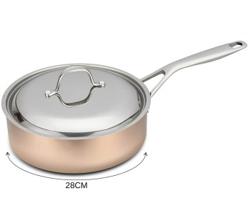Baumalu B'Chef Sauteuse aus rostfreiem Kupfer mit Edelstahldeckel