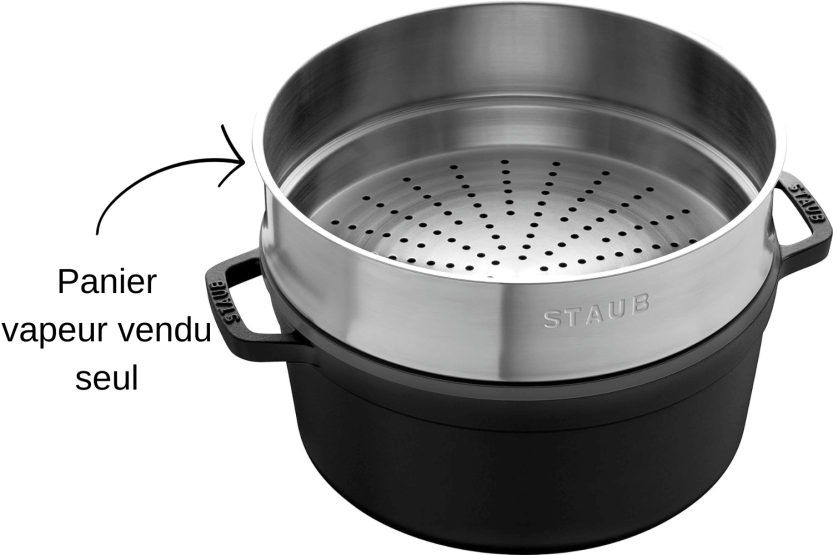 Cesto de vapor Staub em aço inoxidável para caçarola redonda