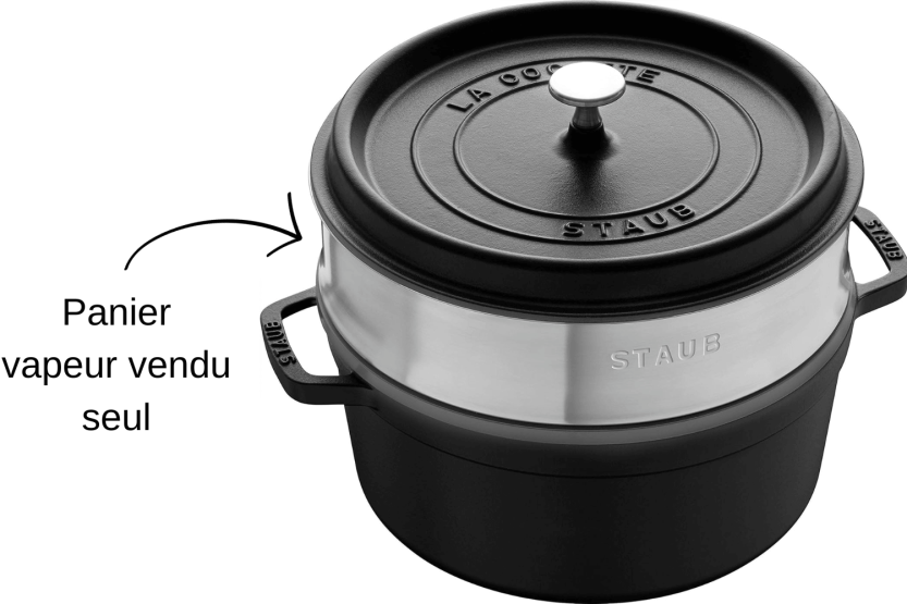 Cesto de vapor Staub em aço inoxidável para caçarola redonda