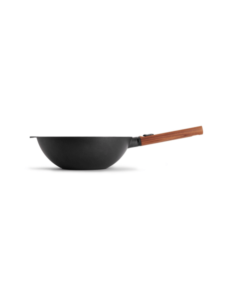 Wok Woll Diamond QXR Eco Logic in alluminio fuso con manico in legno rimovibile
