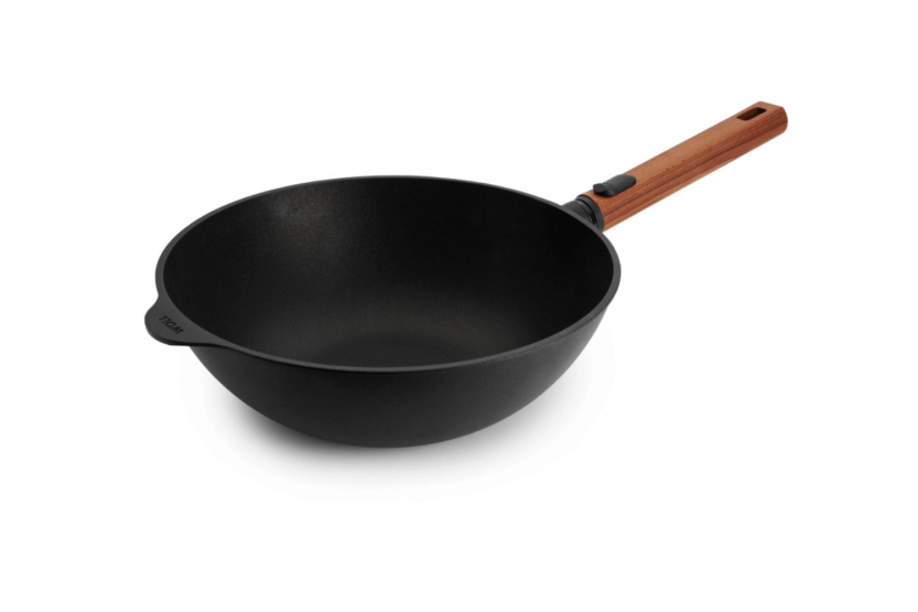Wok Woll Diamond QXR Eco Logic valettu alumiini irrotettava puinen kahva