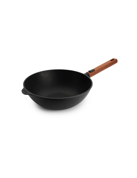 Wok Woll Diamond QXR Eco Logic aluminio fundido mango de madera extraíble