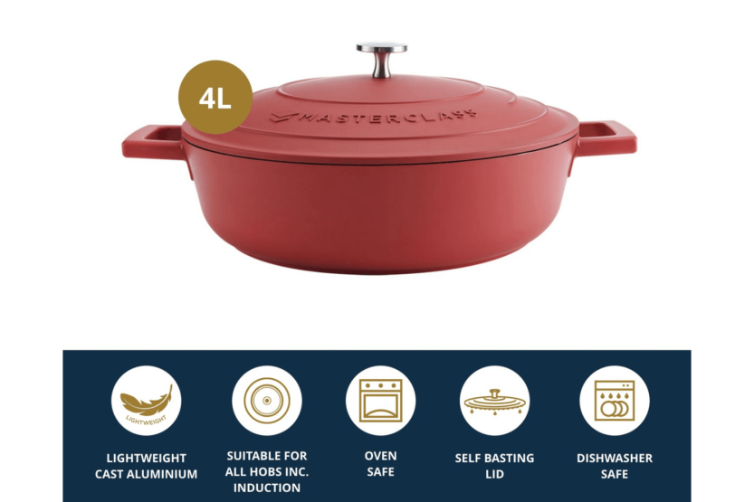 Padella rotonda in alluminio MasterClass da 4 litri compatibile con l'induzione