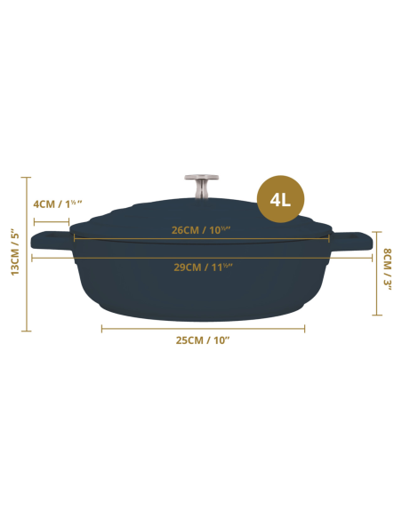 Sartén redonda MasterClass de aluminio fundido de 4L compatible con inducción