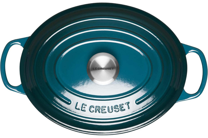 Le Creuset Signature oval emaljert støpejernsgryte 29 cm dyp blågrønn