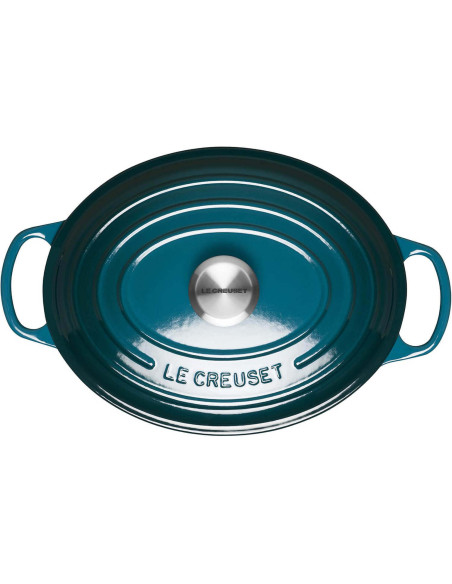 Ovale Cocotte aus emailliertem Gusseisen Le Creuset Signature 29cm Deep Teal