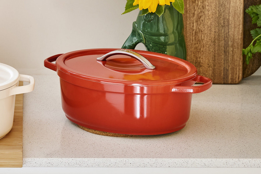 Beka Plume oval aluminiumsgryte 31 cm - Rød