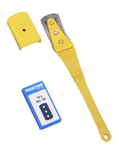 Edelstahl-Bäckerklinge "Super Grignette" mit Abdeckung und Packung mit 10 Klingen