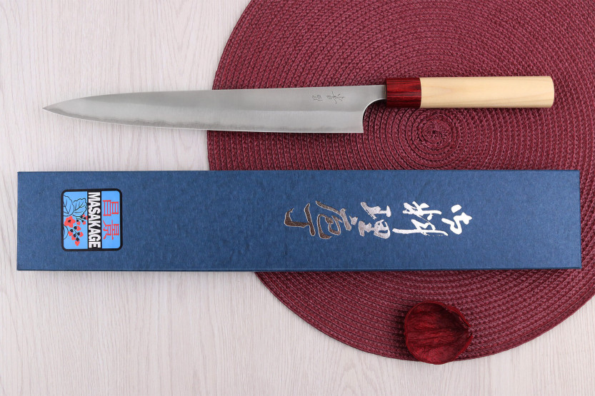 27cm Masakage Yuki Shirogami 2 sujihiki japans handgemaakt mes