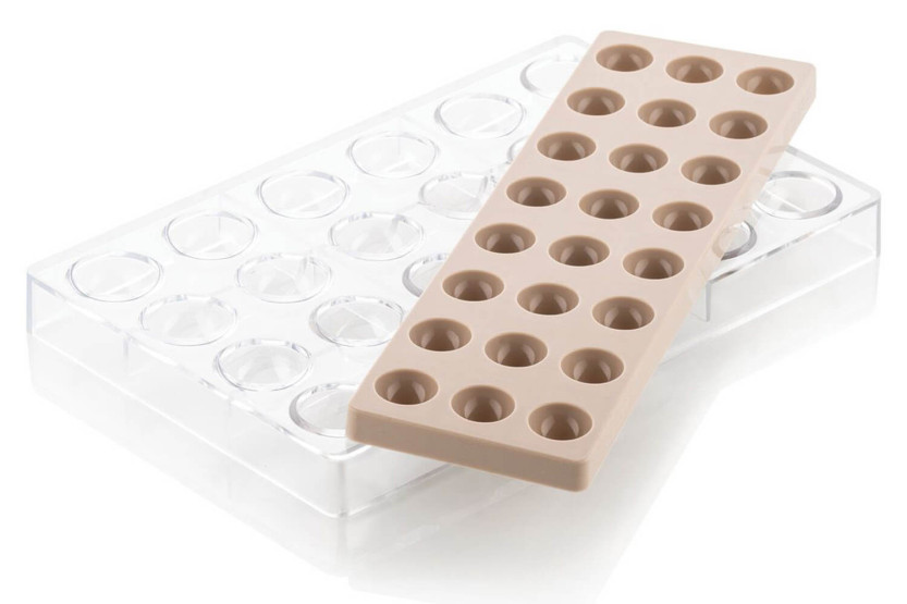 Silikomart Chocado 24 medias esferas molde tritán e inserto silicona