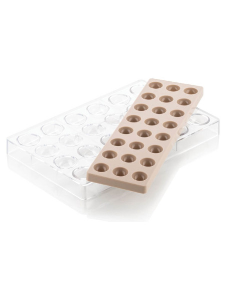 Tritanform und Silikoneinsatz Silikomart Chocado 24 Halbkugeln