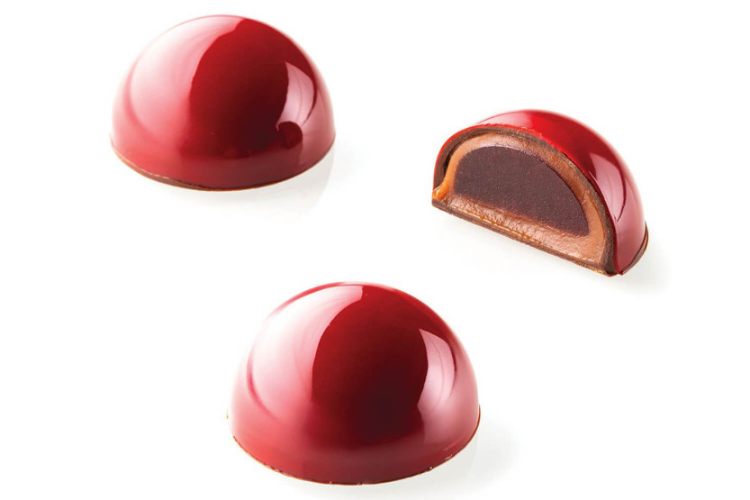 Tritanform und Silikoneinsatz Silikomart Chocado 24 Halbkugeln