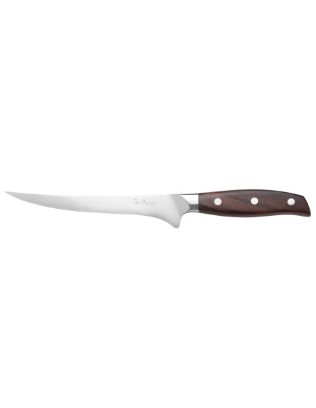 Seezungenfiletmesser 18cm Guillaume Leonard Cuistot aus rostfreiem Stahl und rotem Sandelholz