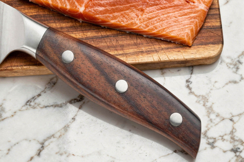 Seezungenfiletmesser 18cm Guillaume Leonard Cuistot aus rostfreiem Stahl und rotem Sandelholz