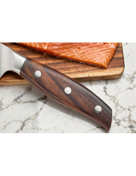 Seezungenfiletmesser 18cm Guillaume Leonard Cuistot aus rostfreiem Stahl und rotem Sandelholz