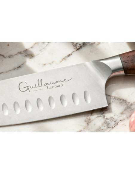 Santokumesser 17cm Guillaume Leonard Cuistot aus rostfreiem Stahl und rotem Sandelholz